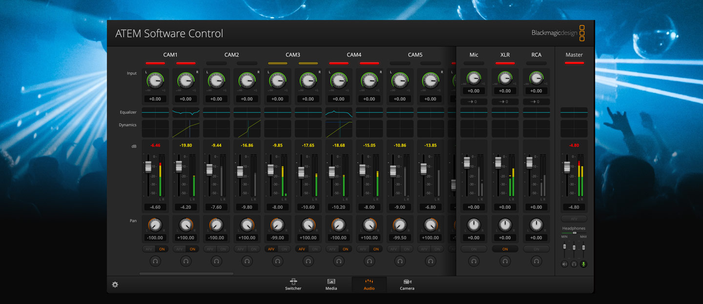 Built In Audio Mixer with 6 Band EQ, Compressor and Limiter